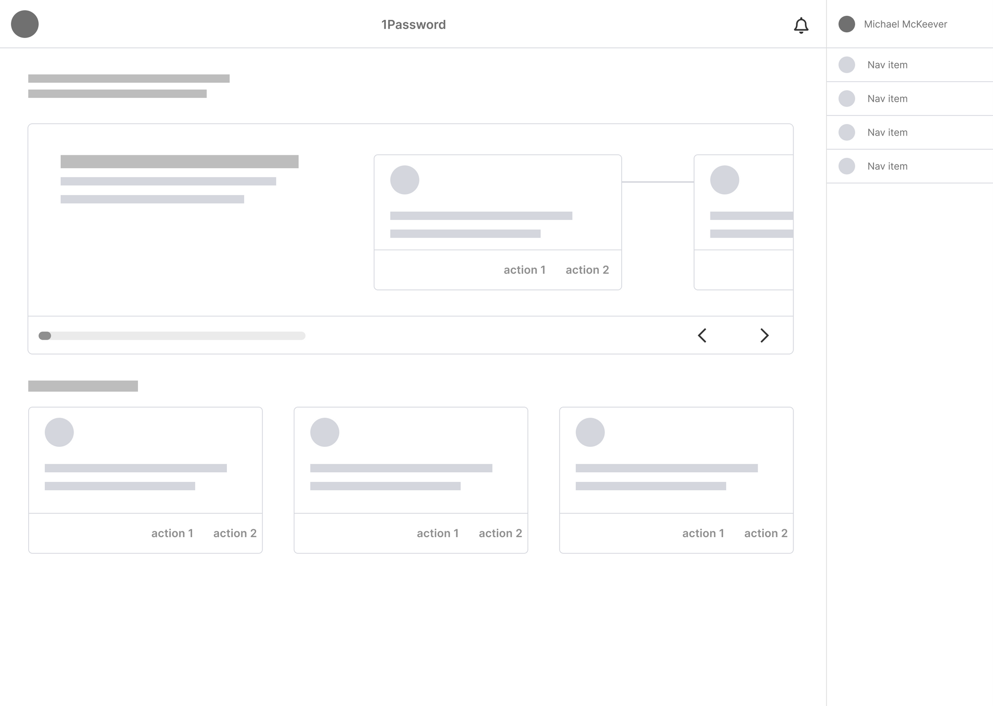 Onboarding Wireframe Concept 1 - Option 1