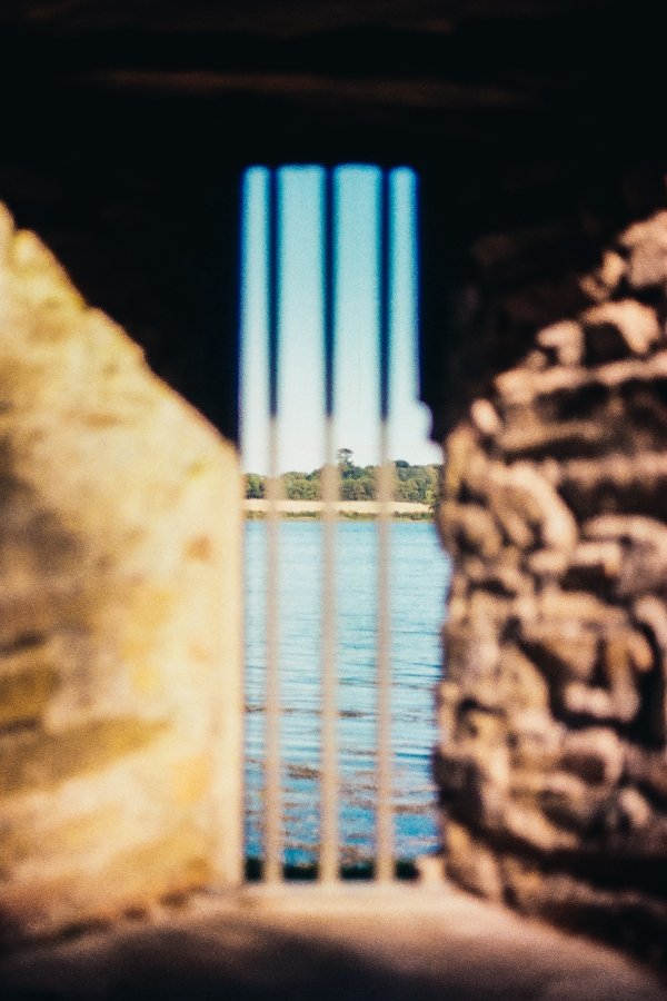 View through a gatted window at Shane's Castle
