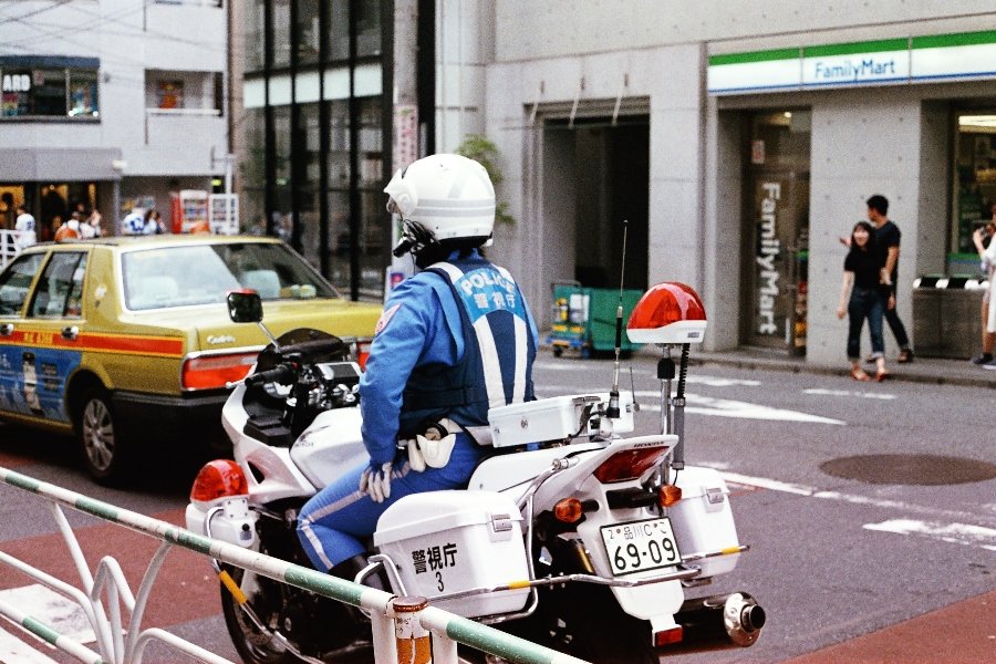 A policeman on his motorbike in Osaka